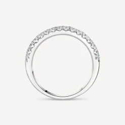 18ct White Gold 2 Row Pave 0.50ct Diamond Wedding Ring
