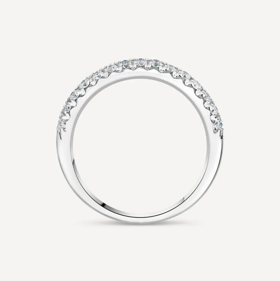 18ct White Gold 2 Row Pave 0.50ct Diamond Wedding Ring