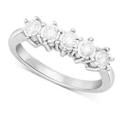 9ct White Gold 5 stone 0.25ct Diamond Illusion Ring