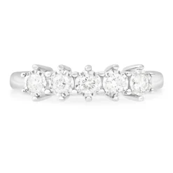 9ct White Gold 5 stone 0.25ct Diamond Illusion Ring