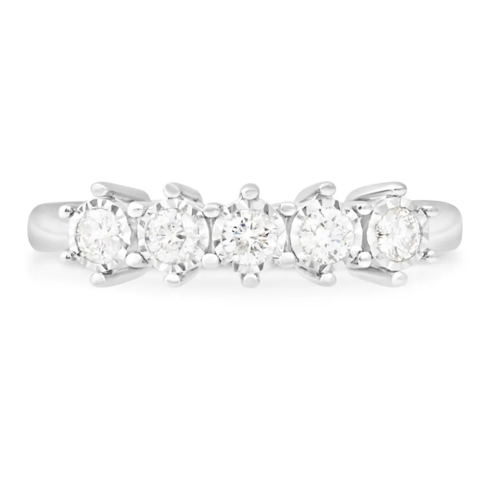 9ct White Gold 5 stone 0.25ct Diamond Illusion Ring
