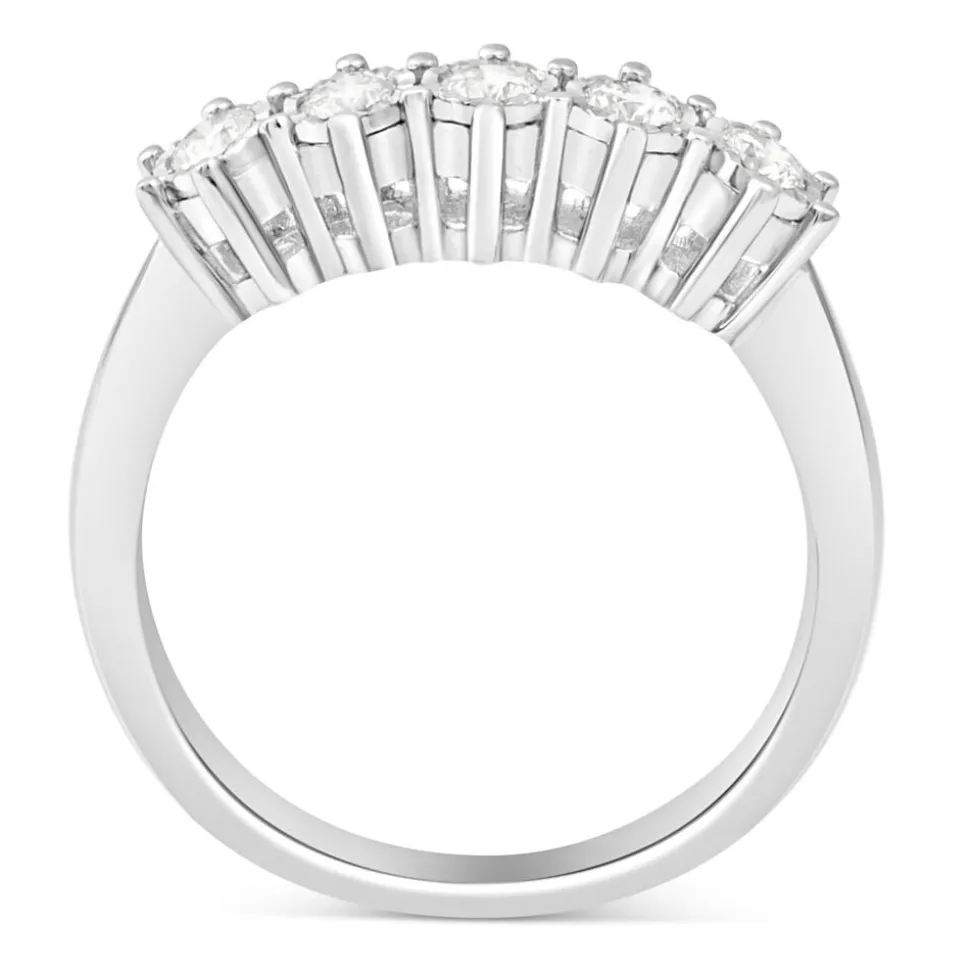 9ct White Gold 5 stone 0.25ct Diamond Illusion Ring