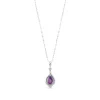 9ct White Gold Amethyst and Diamond Drop Pendant