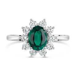 9ct White Gold & Created Emerald Ring