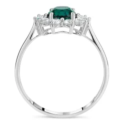 9ct White Gold & Created Emerald Ring