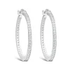 9ct White Gold & Cubic Zirconia Medium Hoop Earrings