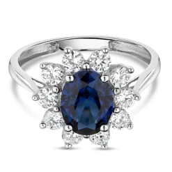 9ct White Gold and Created Sapphire Ring