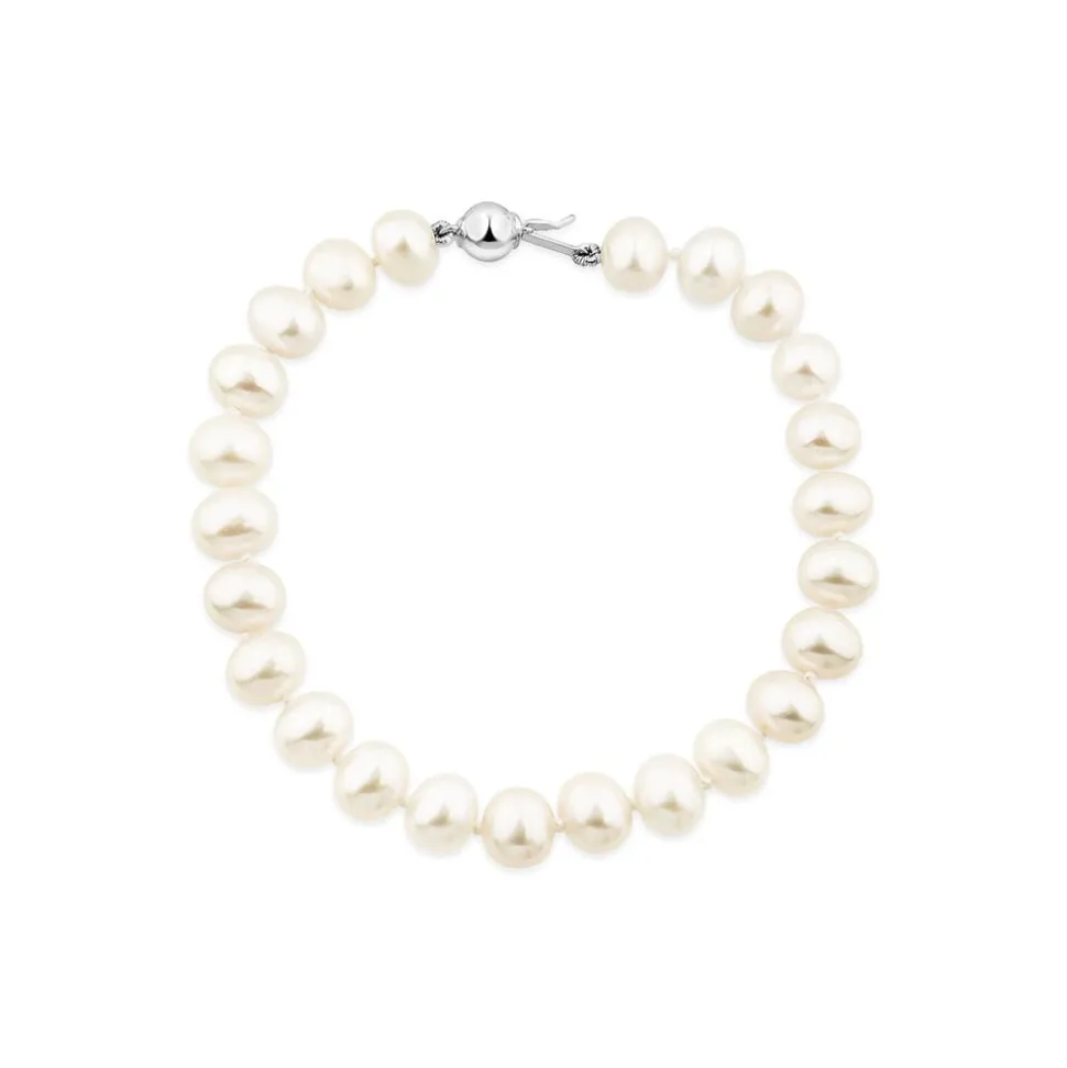 9ct White Gold and Pearl Bracelet