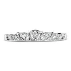 9ct White Gold Antique-Style 0.06ct Diamond Set Wedding Ring