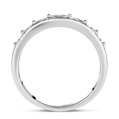 9ct White Gold Antique-Style 0.06ct Diamond Set Wedding Ring