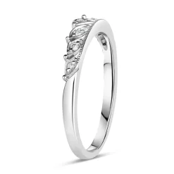 9ct White Gold Antique-Style 0.06ct Diamond Set Wedding Ring