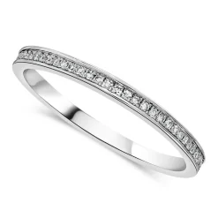 9ct White Gold Channel 0.07ct Diamond Set Shoulders Ladies Ring