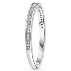 9ct White Gold Channel 0.07ct Diamond Set Shoulders Ladies Ring