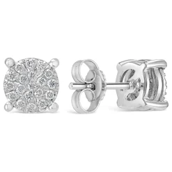 9ct White Gold Cluster Stone Stud .16ct