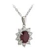 9ct White Gold Created Ruby and Cubic Zirconia Pendant (Chain Included)