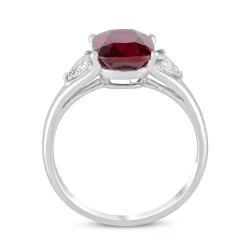 9ct White Gold Created Ruby & Cubic Zirconia Ring