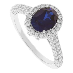 9ct White Gold Created Sapphire and Cubic Zirconia Ring