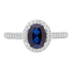 9ct White Gold Created Sapphire and Cubic Zirconia Ring