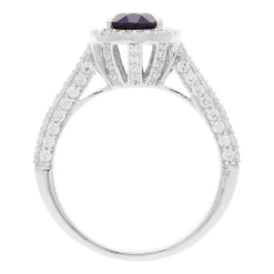 9ct White Gold Created Sapphire and Cubic Zirconia Ring