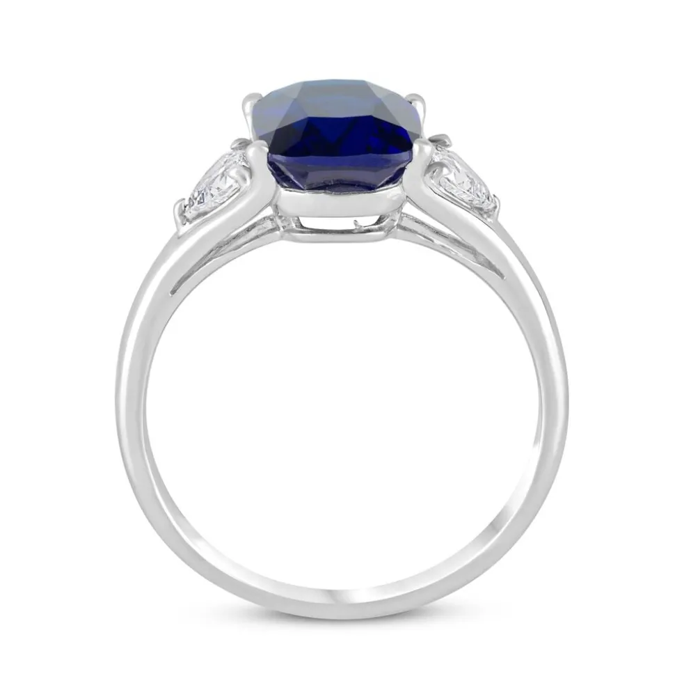 9ct White Gold Created Sapphire & Cubic Zirconia Ring