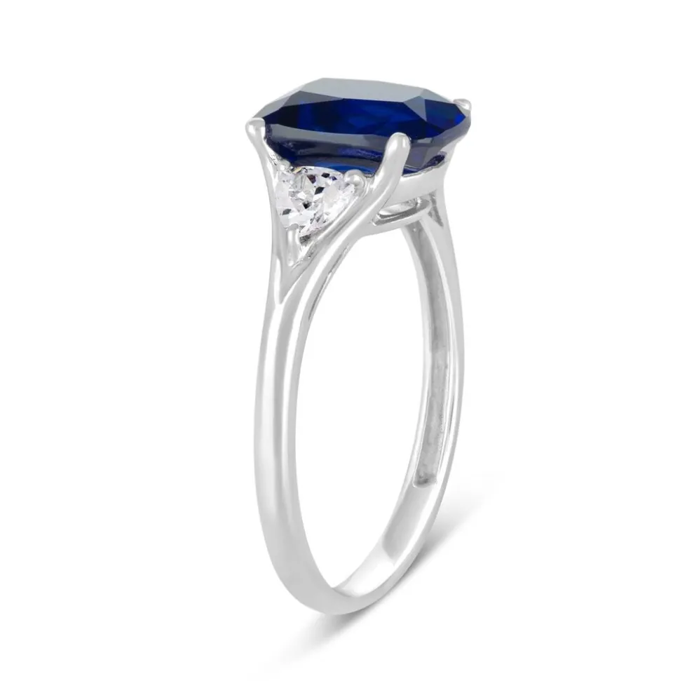 9ct White Gold Created Sapphire & Cubic Zirconia Ring