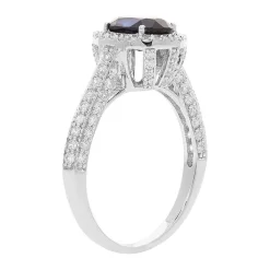9ct White Gold Created Sapphire and Cubic Zirconia Ring
