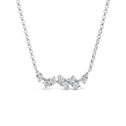 9ct White Gold 0.23ct 10 Stone Diamond Wave Necklet