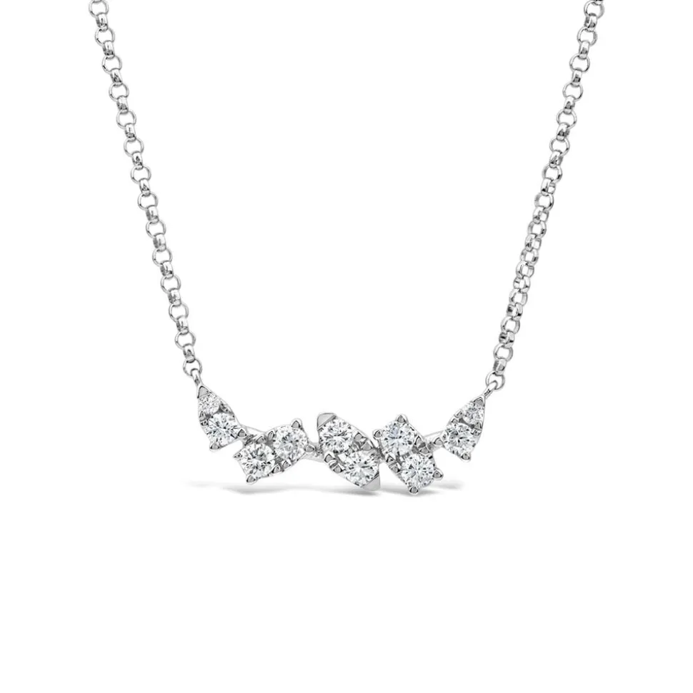 9ct White Gold 0.23ct 10 Stone Diamond Wave Necklet