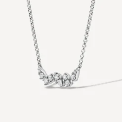 9ct White Gold 0.23ct 10 Stone Diamond Wave Necklet
