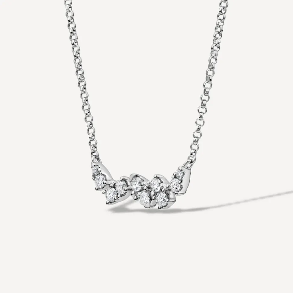 9ct White Gold 0.23ct 10 Stone Diamond Wave Necklet