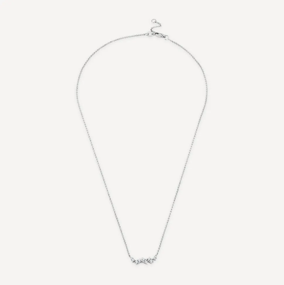 9ct White Gold 0.23ct 10 Stone Diamond Wave Necklet