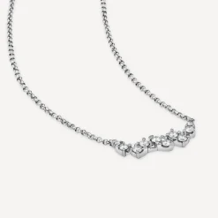 9ct White Gold 0.23ct 10 Stone Diamond Wave Necklet