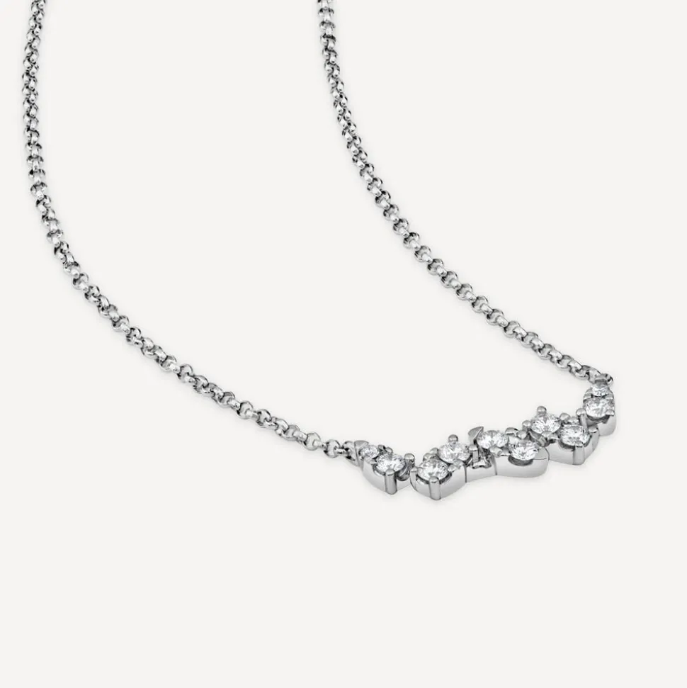9ct White Gold 0.23ct 10 Stone Diamond Wave Necklet