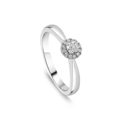 9ct White Gold 0.10ct Classic Halo Diamond Ring