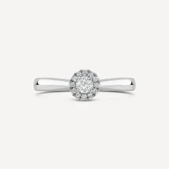 9ct White Gold 0.10ct Classic Halo Diamond Ring
