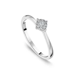 9ct White Gold 0.09ct Cluster Diamond Ring
