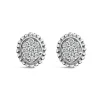 9ct White Gold 0.10ct Diamond Mystere Beaded Edge Oval Stud Earrings