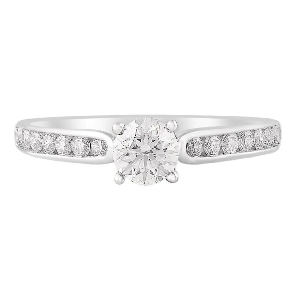 18ct White Gold 0.75ct Diamond Tulip Setting Shoulders Ring