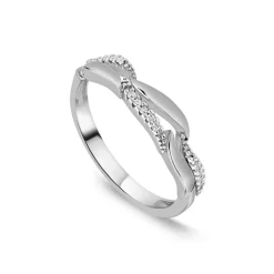 9ct White Gold 0.07ct Diamond Polished Wave Ring