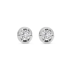9ct White Gold 0.15ct Diamond Mirror Setting Stud Earrings
