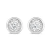 9ct White Gold 0.10ct Diamond Illusion Rub Over Earrings