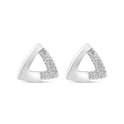 9ct White Gold 0.05ct Diamond Triangled Pave Stud Earrings