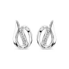 9ct White Gold 0.05ct Diamond Set Open Swirl Stud Earrings