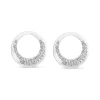 9ct White Gold 0.12ct Diamond Pave Open Circle Stud Earrings