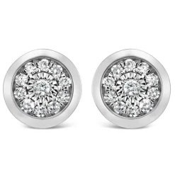 9ct White Gold 0.10ct Diamond Illusion Halo Stud Earrings