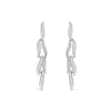 9ct White Gold 0.05ct Diamond Set & Polished Petals Drop Earrings
