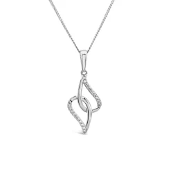 9ct White Gold 0.06ct Diamond Set Teardrop Pendant