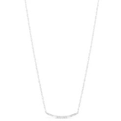9ct White Gold 0.07ct Diamond Pave Curve Bar Necklet