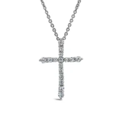 9ct White Gold 0.20ct Diamond Cross Pendant