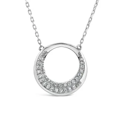 9ct White Gold 0.08ct Diamond Pave Open Circle Necklet